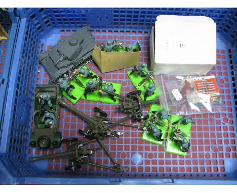 A Quantity of Military Vehicles Vehicles And Figures By Britains 'Deetail', Solido including WWII german mortars, field guns,