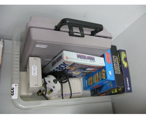 A Cased Original Nintendo Game Boy Hand Held Gaming System S/N G26727753 (Circa 1990), charger, game light, earphones, origin