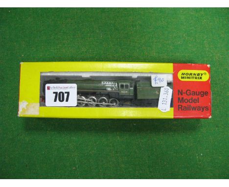 Minitrix # N209 N Scale Model Railway 9F Class Steam Locomotive Number 92220, "Evening Star", in BR  green livery. Boxed in o