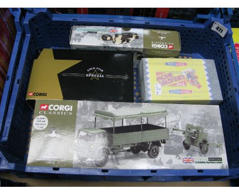 Four 1/43rd and 1/50th Scale Model Diecast Vehicles, includes two British Army Vehicles - Land Rover and Bedford MK and two S