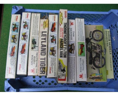 Nine Boxed Plastic Model Vehicle Kits, by Hales, Davric, Keil Kraft, Amerang, Tower Models, predominately 1/72nd - 1/76th sca