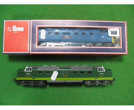 Two "OO" Scale Model Railway Deltic Diesel Locomotives, by Lima. One boxed in blue, one not boxed in green.