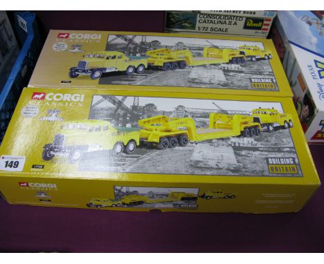 Two 1/50th Scale Diecast Model Trucks By Corgi, #17702 Scammell Constructor (Twin Set) with girder trailer, wimpey and #16701