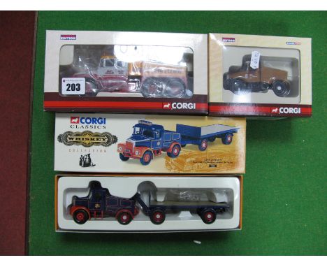 Three 1/50th Scale Diecast Model Trucks By Corgi, #CC12308 Scammell Contractor, Kayne Goodfellow, #CC10707 Scammel Highwayman