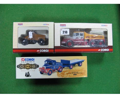 Three 1/50th Scale Diecast Model Trucks By Corgi, #CC12308 Scammell Contractor, Kayne Goodfellow, #CC10707 Scammel Highwayman