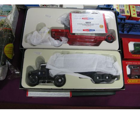 Two 1/50th Scale Diecast Model Trucks By Corgi, #CC10702 Scammell Highwayman tanker, manbre and garton, and #cc10703 Scammel 