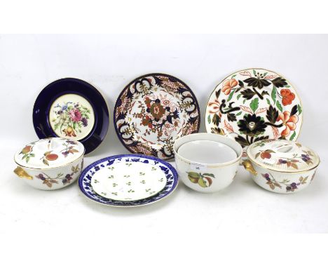 An assortment of ceramics and porcelain. Including a 19th century Royal Crown Derby plate (AF), two lidded Royal Worcester se