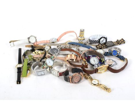 An assortment of ladies wristwatches. Various makers including Orvis, HP, Present, Rado etc