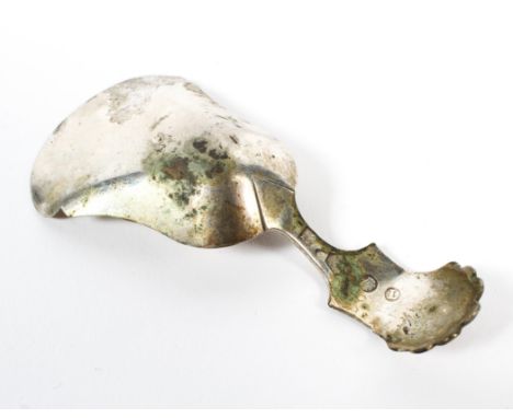 A 19th century Dutch silver caddy spoon. With embossed shell motif to handle, hallmarks date the piece to 1845, with Dutch as