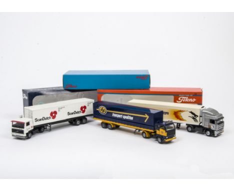 Tekno 1:50 Scale Haulage Vehicles, A trio of models in Tekno boxes (one with hand-written annotation) comprising a Pegaso and