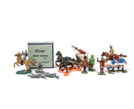 Approx 160 1960s plastic figures by Various Makers, including Timpo Wild West Cowboys, Indians, US Cavalry, Knights, Guards, 