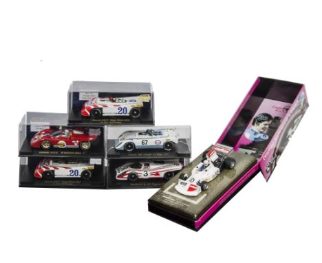 Fly Slot Cars, A boxed group comprising, 99082, Lady Racers 01 Lella Lombardi, C3 Ferrari 512 S, C59 Porsche 917-K, C65 Porsc
