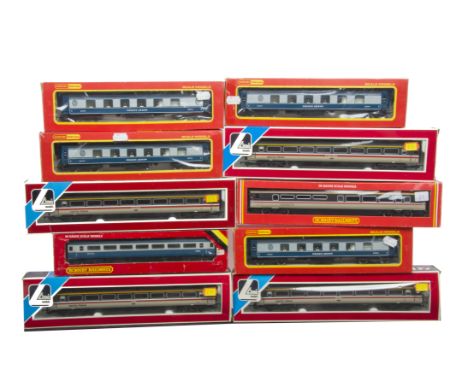 OO Gauge BR Coaching Stock by Hornby and Lima, comprising four R230 Pullman cars in BR blue/grey 'Golden Arrow' livery, a BR 
