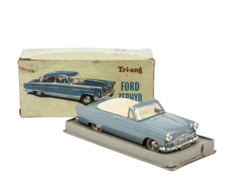 Tri-ang 1/20 Scale Ford Zephyr Convertible,  in light blue, in original box, VG-E, box G 