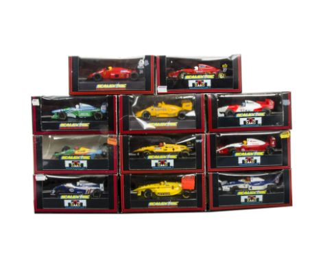 Scalextric Cars, A boxed group of vintage competition cars, comprising, C410 Ferrari, C434 Lotus Honda, C2OO  4 McLaren, C237