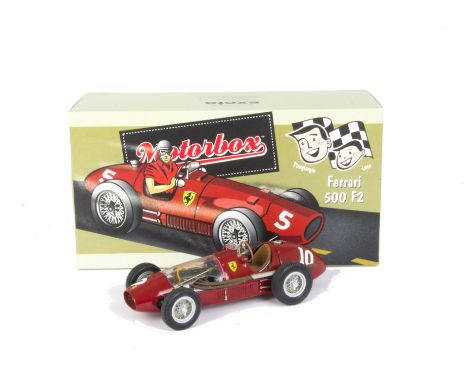 Exoto Motorbox, A boxed 1:18 scale model No GPC97193, Ferrari 500 F2 No 10 (minus one engine cover spring clip), G-E, Box (wi