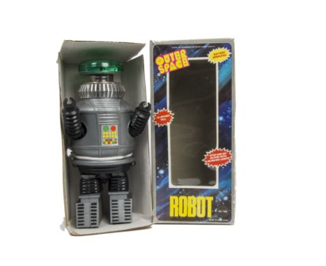 AHI (Hong Kong) Battery-operated Outer Space Robot, later use of earlier Lost In Space YM3 robot moulds, grey plastic body, g