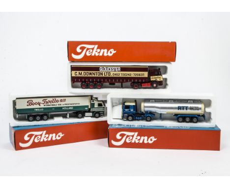 Tekno 1:50 Scale Haulage Vehicles, A trio of models in Tekno boxes ( one with hand written annotation) comprising a DAF and S