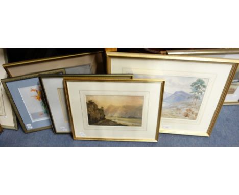 ELLIOT HENRY MARTEN (EXHIBITED 1886-1901): View of Ullswater, watercolour with R M Tomlinson "Yewbarrow, Wasdale", watercolou