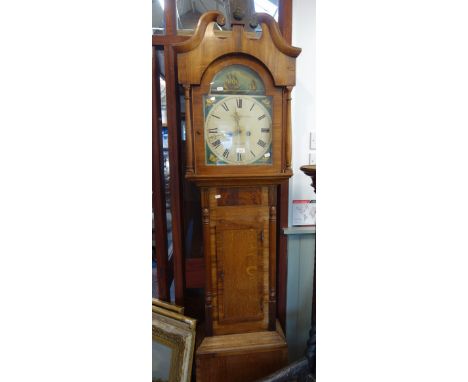 A 19TH CENTURY MAHOGANY  EIGHT-DAY LONG CASE CLOCK, the painted dial inscribed,  Henry Goodwin, Newark
