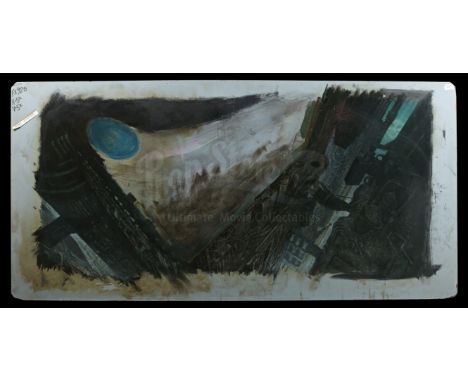 A Matthew Yuricich matte painting for a building exterior in 2019 Los Angeles from Ridley Scott's sci-fi classic Blade Runner