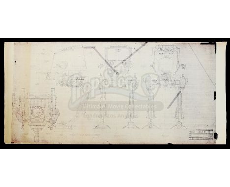 An AT-ST chicken walker blueprint from the production of Richard Marquand's Star Wars: Return of the Jedi. Chewbacca (Peter M