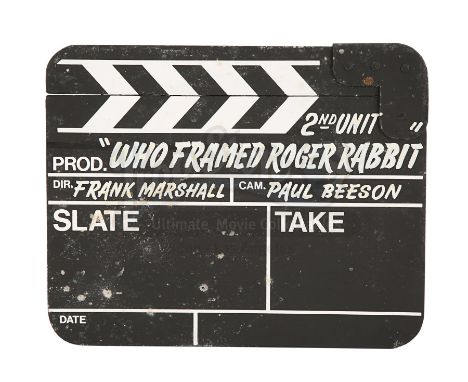 A production-used second unit clapperboard from Robert Zemeckis' Oscar-winning detective comedy Who Framed Roger Rabbit. This