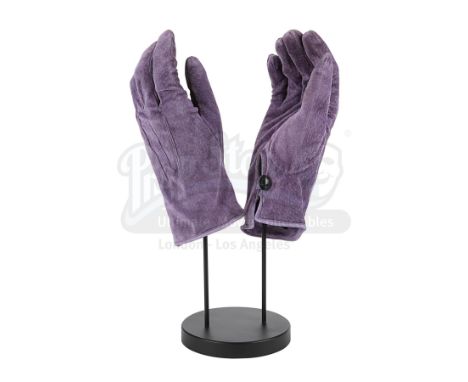 Joker's (Jack Nicholson) purple suede gloves from Tim Burton's superhero film Batman. Insane criminal mastermind the Joker wo