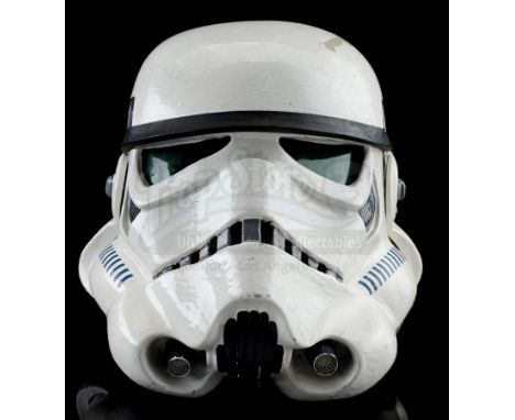 A screen-matched Tantive IV stormtrooper helmet from George Lucas' Star Wars: A New Hope.The stormtrooper uniforms are just o