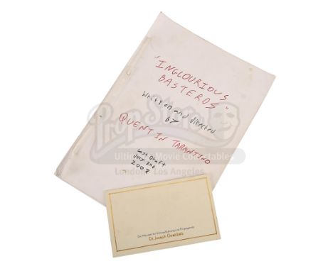 A premiere invitation card and script from Quentin Tarantino's black comedy war film Inglourious Basterds. Aldo Raine (Brad P