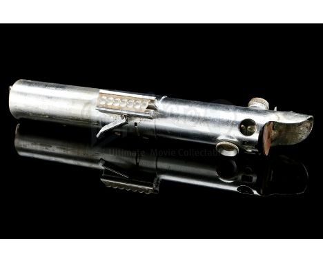 Luke Skywalker's (Mark Hamill) production-made lightsaber from the production of Star Wars: A New Hope (1977) Lightsabers are