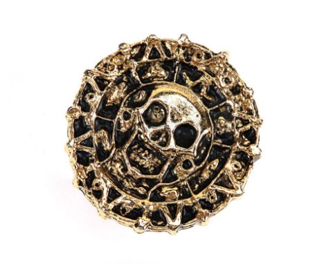 A cursed Aztec coin from Gore Verbinski's action-adventure film Pirates of the Caribbean: The Curse of the Black Pearl. Centr
