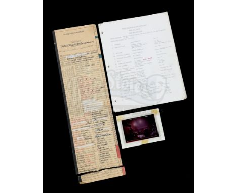 2nd Assistant Director Jim Bloom's personal annotated script and paperwork from the production of Steven Spielberg's sci-fi d