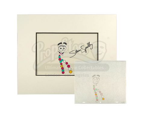 A Mr DNA animation cel autographed by Steven Spielberg from his sci-fi adventure Jurassic Park. Mr DNA, voiced by Greg Burson