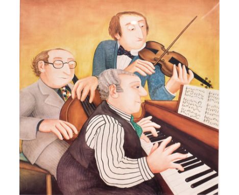Beryl Cook, OBE (British, b 1926-2008) -&nbsp;3 Musicians - a 1995 lithograph print on paper. Signed in pencil on margins. Nu