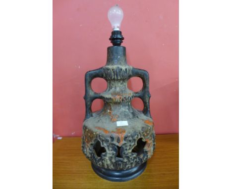 A West German Stein Keramik 119-90 fat lava glazed lamp, with original shade 