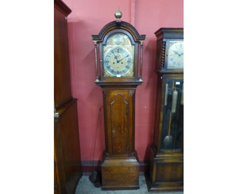 A George III 8-day oak longcase clock, the brass dial signed Henry Baker, Malling 