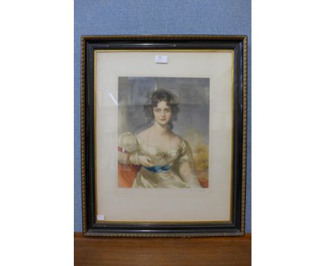 Richard Smythe, portrait of Miss Croker, engraved mezzotint, After The Painting by Sir. Thos. Lawrence, P.R.A., framed 