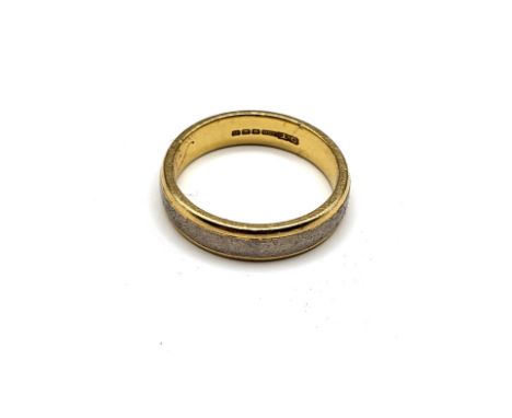An 18ct yellow and white gold gentleman's wedding band, inscribed to interior 'Always', size R 1/2 