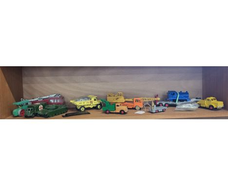 Dinky Toys Centurion Tank, Military Ambulance, Road Roller, E.R.F Fire Tender and five repainted models including B.E.V Truck