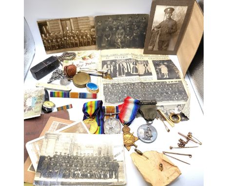 A group of WWI medals,  including Star, War, and Victory medals, 1914-1918, The Great War for Civilisation '1914-1918'  engra