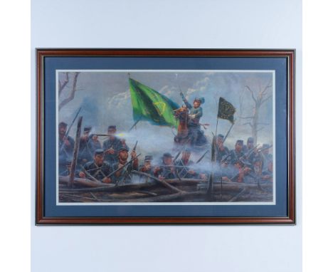 This stunning offset lithograph, Rebel Sons of Erin, captures the valor of the 10th Tennessee Infantry Regiment, a Confederat