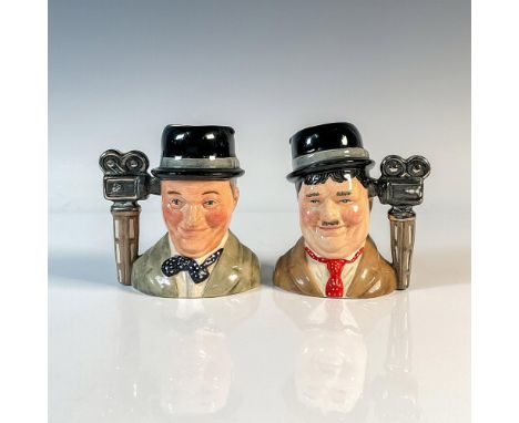 Set includes: Laurel and Hardy (browns, black, white, and red coloration.)Royal Doulton backstamp. Artist: Willam K. HarperIs