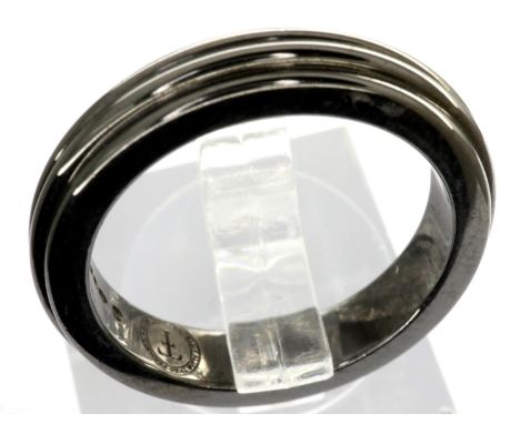 Theo Fennell sterling silver oxidised band ring, size K/L, 4.9g. P&amp;P Group 1 (£14+VAT for the first lot and £1+VAT for su