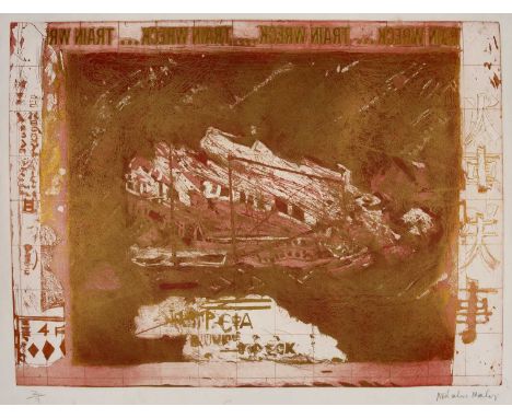 Malcolm Morley (1931-2018)
Train Wreck (Gold Version), 1981
signed in pencil (in the margin)
etching and aquatint
82 x 111cm,