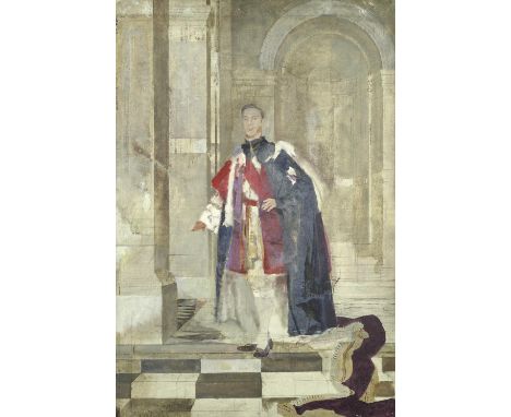 Sir Gerald Festus Kelly RA, KCVO, PRA (British, 1879-1972)King George VI, full length portrait study  inscribed 'The King XX'