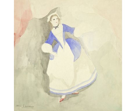 Marie Laurencin (French, 1883-1956)Portrait of a lady in blue and white signed 'Marie Laurencin' (lower left)watercolour with