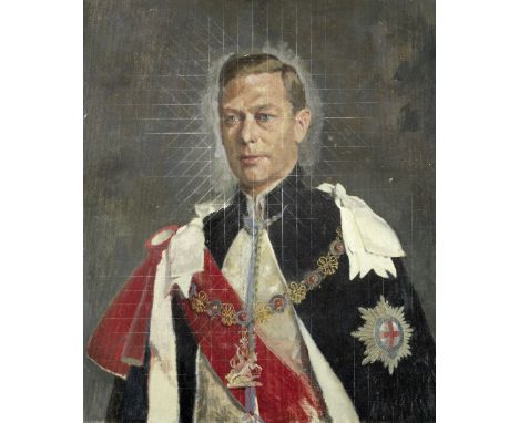 Sir Gerald Festus Kelly RA, KCVO, PRA (British, 1879-1972)King George VI, bust length portrait study inscribed 'THE KING' (on