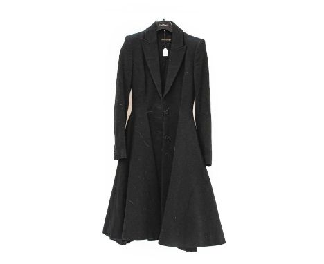 Alexander McQueen Lady's Black Wool-Mix Tailored Coat, with long sleeves, black silk lining, button fastening (size 40)Condit