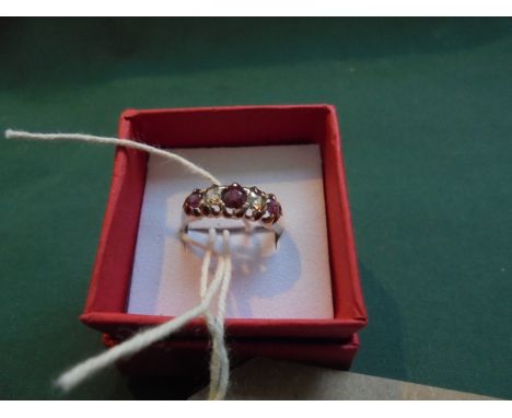 Vintage 18 carat gold ruby and diamond ring (size N)